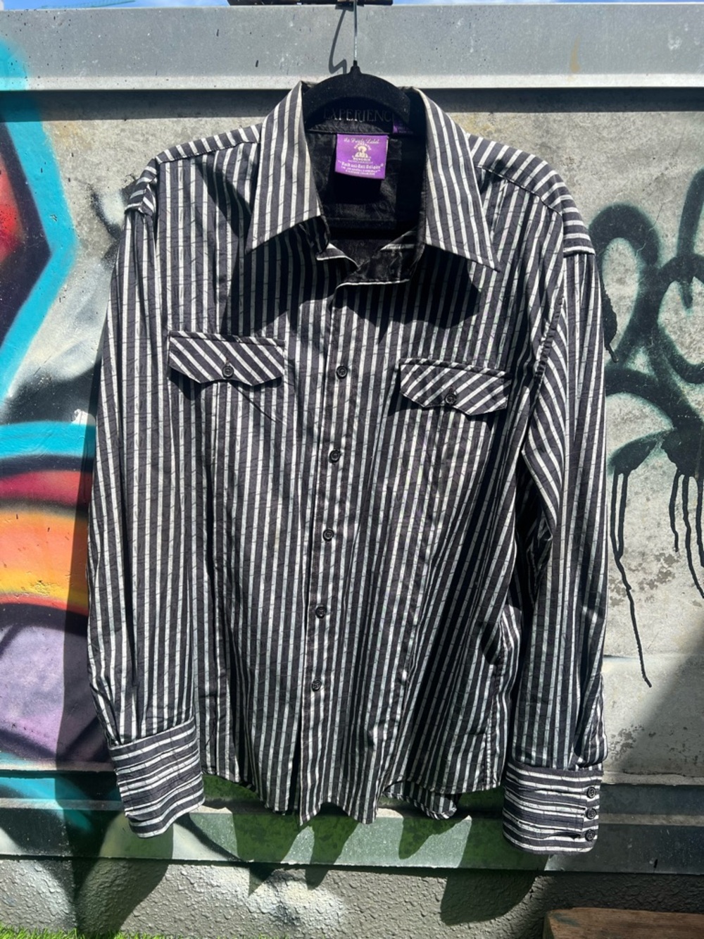 Vintage Jimi Hendrix Purple label Black & silver embroidered shirt